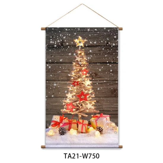 Wholesale Celebrate Christmas Hanger Poster with LED Lights Canvas Painting for Christmas Eve